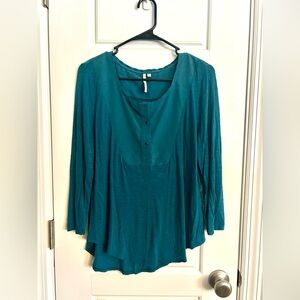 Calvin Klein Jeans Women's Teal Long Sleeve Top